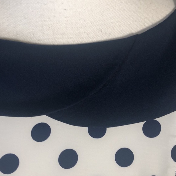 TRUE VINTAGE Hand Made Cream with Navy Dots Short Sleeve Sheath Dress - Picture 7 of 16